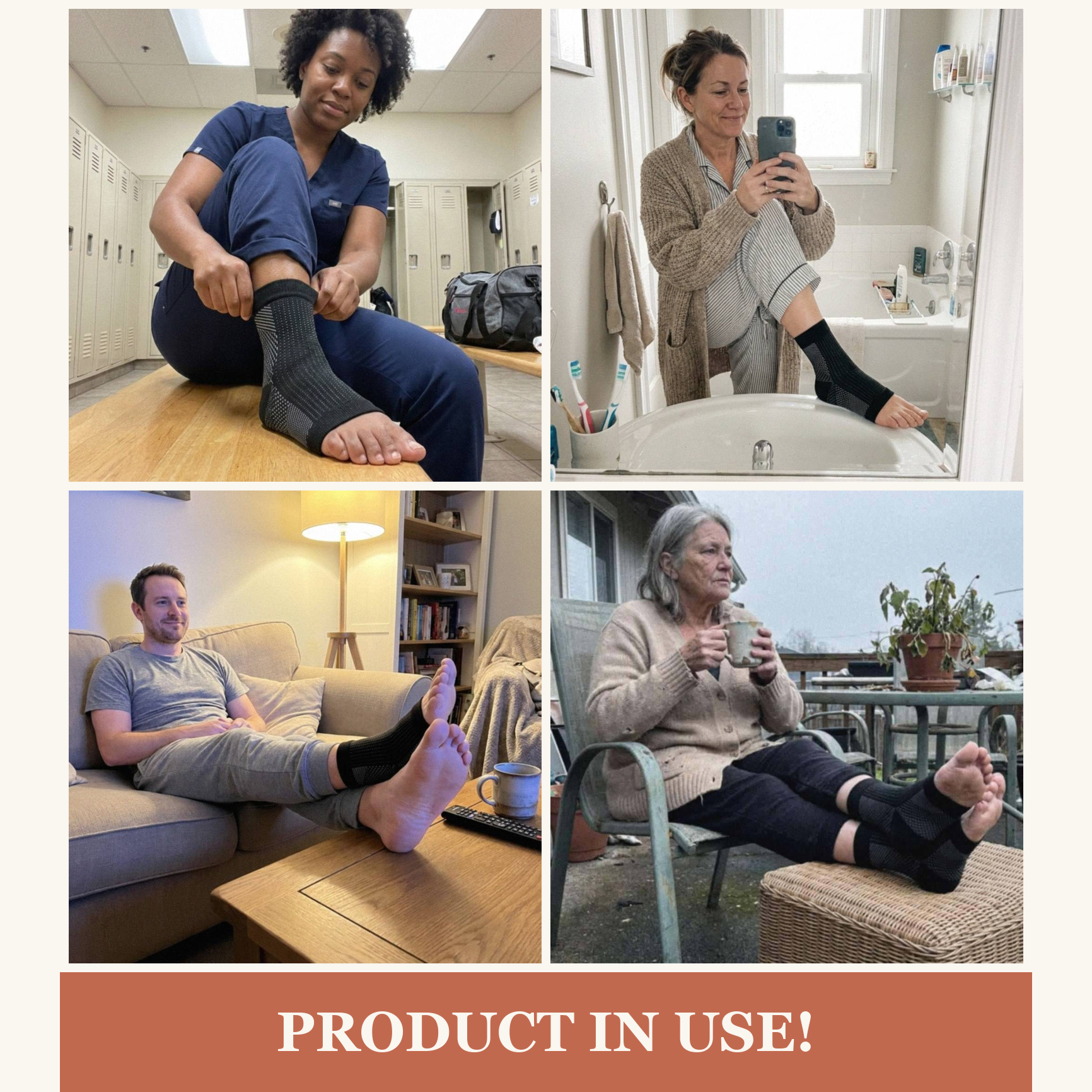 Morning Sole sleeve in use, nurse, teacher, and everyday moments